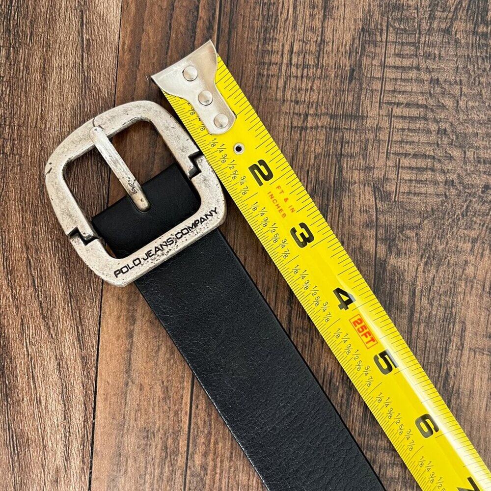 VTG Ralph Lauren Polo Leather Belt Y2K Hinge Buckle Edgy Womens Size Small Black - Picture 11 of 16